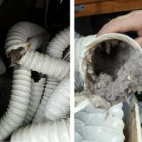 Vinyl venting materials are a safety hazard. They promote the collection of lint in the dryer vent line, are easily damaged/crushed, and are flammable.